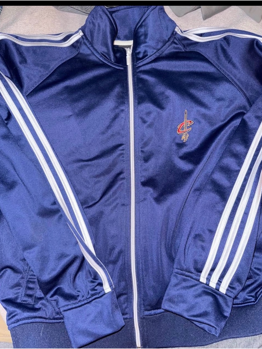 Navy Cleveland Cavaliers Track Jacket with White Stripe Detail Kids XL Women L